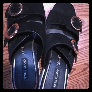 River Island Wedges with Gold Buckles Size 4